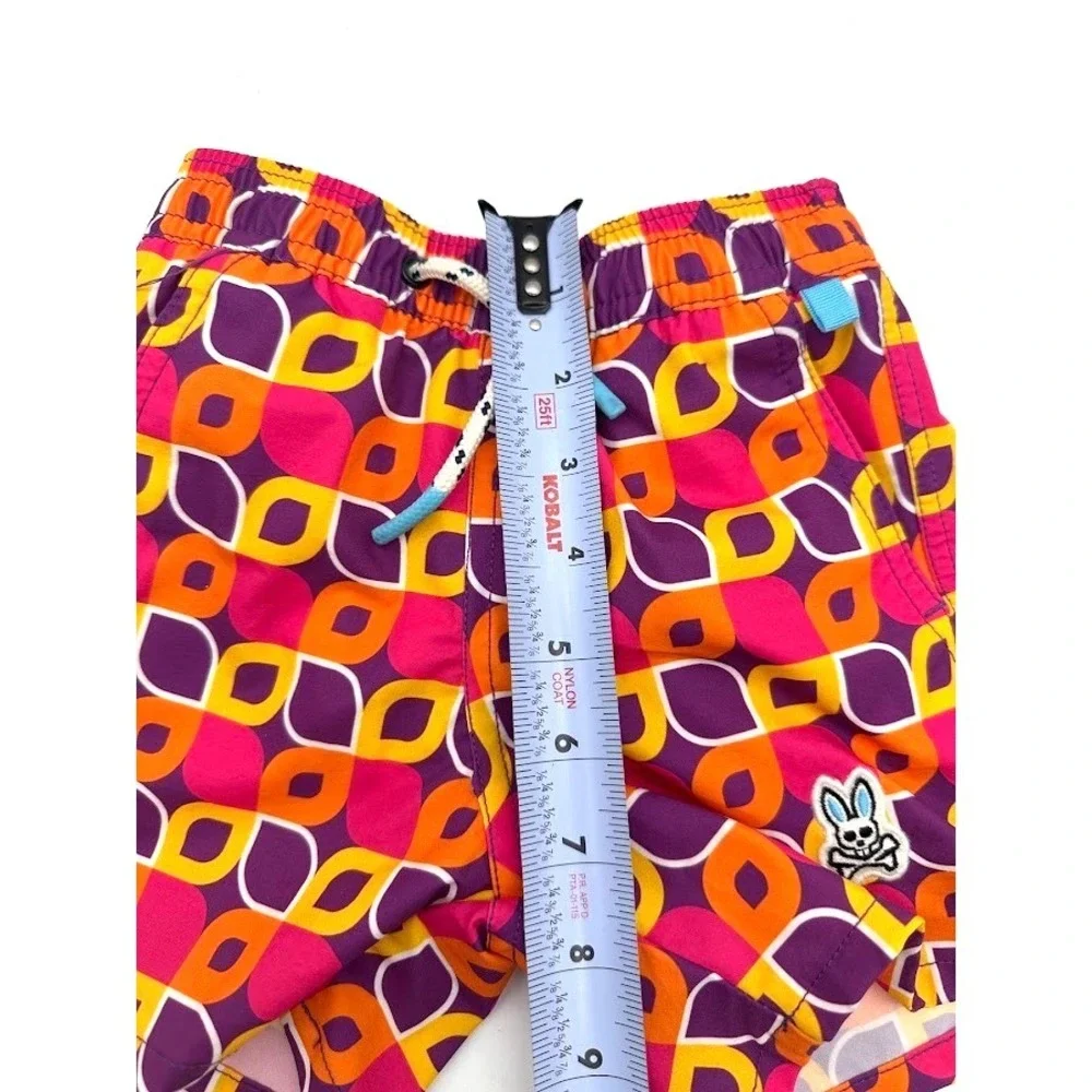 Psycho Bunny Boys Swim Trunks 2T Geo Print Mesh Lined Multicolor Beach